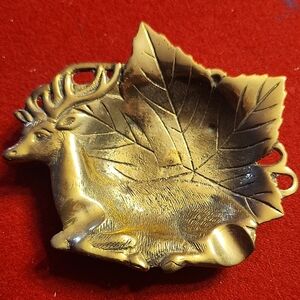 Brass Deer Leaf Trinket Dish